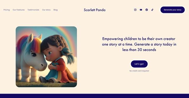 Scarlett Panda - Scarlett Panda is an AI-powered tool that creates customized bedtime stories featuring friends and family