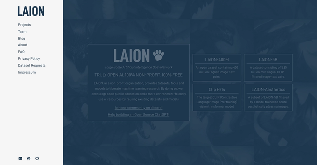 Laion - Enables ML research with datasets, tools, models & resources.