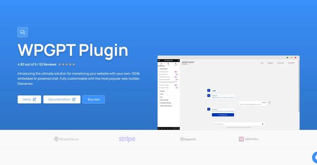WPGPT - Introducing the ultimate solution for monetizing your website with your own, 100% whitelabel AI-powered chat.