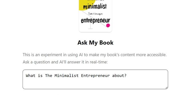 Ask My Book - An experiment by Sahil Lavingia to answer questions in his voice.