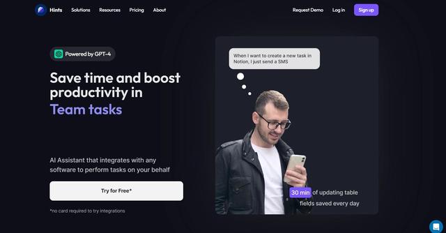 Hints - Hints, an AI-powered assistant for seamless software automation and productivity management.