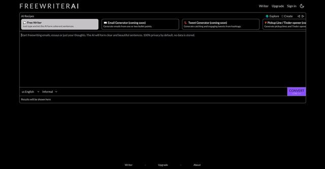 FreewriterAI - FreewriterAI is a writing tool that allows users to focus on their content by taking care of grammar, spelling, and fluency.