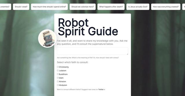 Robot Spirit Guide - Religious guidance and interpretation output.