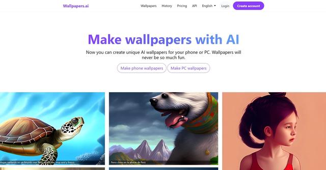 Wallpapers AI - Wallpapers AI is an AI-powered tool that allows users to create unique, high definition wallpapers for their PC, iPhone or Android phones.