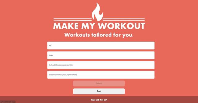 Make My Workout - Personalized fitness planning with personalization.