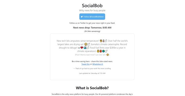 SocialBob - News platform for busy people.