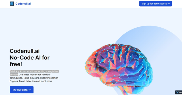 Codenull.ai - Build Any AI model without writing a single line of code.