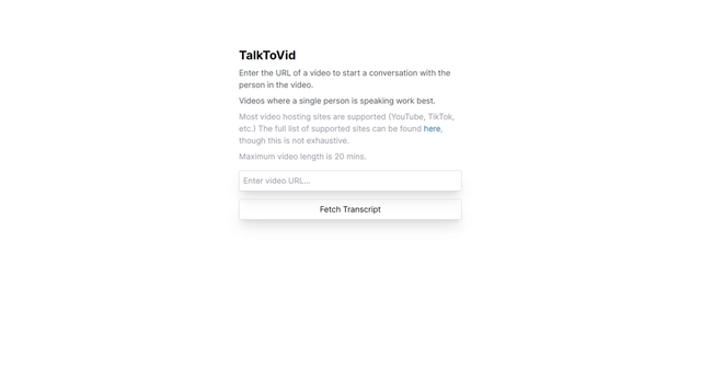 TalkToVid - TalkToVid is a convenient tool that retrieves video transcripts by providing the video's URL.