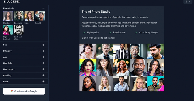 Lucidpic - Generate quality stock photos of people that don't exist, in seconds.