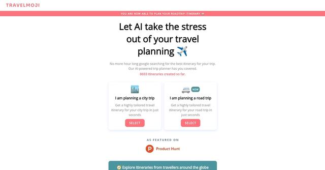 Travelmoji - Travel planning and booking assistant.