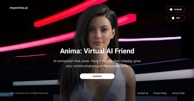 Anima - Anima is a virtual AI friend designed to enhance communication and relationship skills.