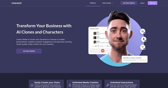 Charactr - Creates virtual characters & synthetic voices for media.