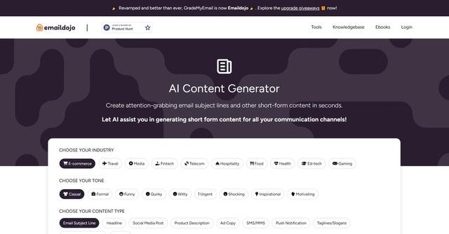 Emaildojo - Content generation for targeted social media.