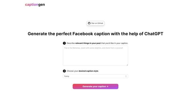 Captiongen - Generating captions for social media posts.