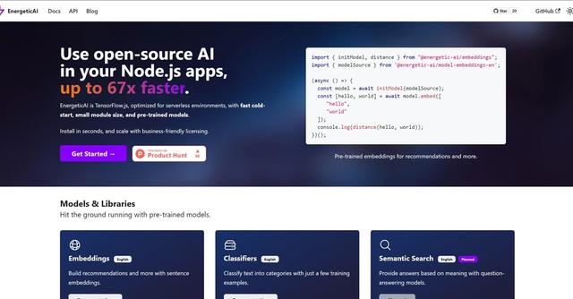 EnergeticAI - Use open-source AI in your Node.js apps, up to 67x faster