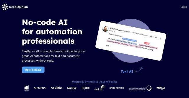 DeepOpinion - Automated document and text workflow using no code.