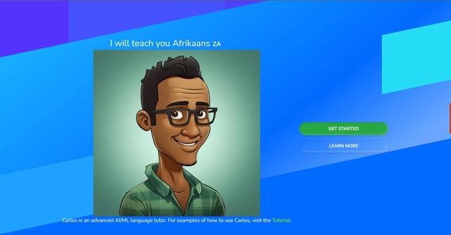 Carlos - Learn With Carlos is an advanced AI/ML language tutor tool that helps users learn different languages such as Afrikaans, Arabic, and Basque.