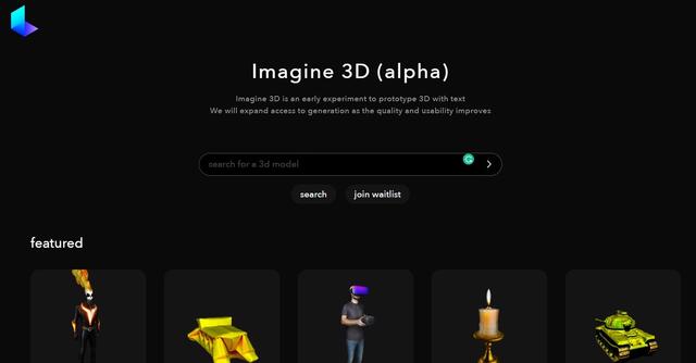 Imagine 3D - Early 3D prototyping with text, expanding access as quality improves.