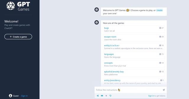 GPT Games - Play and create games with ChatGPT