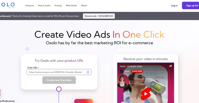Oxolo - Go to your e-commerce website. Copy your product listing's URL and paste it into Oxolo. We'll summarize your unique selling points into a video script.