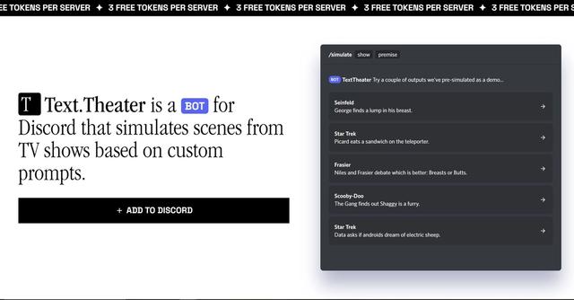 Text.Theater - Custom TV show scenes generator for entertainment.