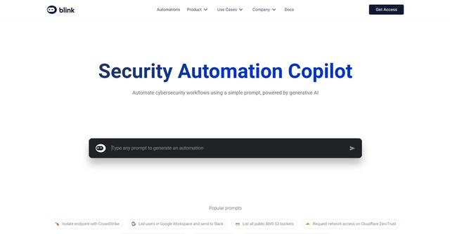 Blink - Automate cybersecurity workflows using a simple prompt, powered by generative AI