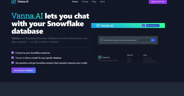 Vanna AI - AI-Generated SQL for your Snowflake Database
