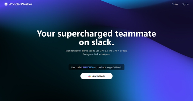 Wonder Worker - Use ChatGPT collaboratively directly in slack