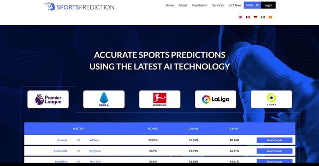 Sports Prediction AI - Sports Prediction AI is an advanced AI tool that utilizes cutting-edge technology to predict the outcomes of premier sports events worldwide.