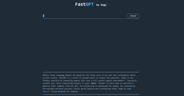 FastGPT - Fast general summaries search engine.
