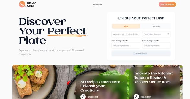 Be My Chef - Generated recipes for personalized meal planning.