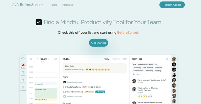 BeforeSunset - A mindful productivity app for busy professionals and teams to manage the day