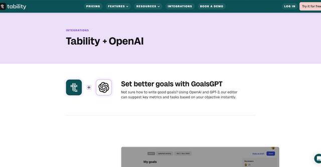 Tability - Tability is an AI-assisted goal setting and tracking platform for businesses.
