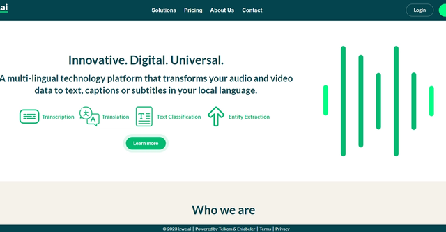 Izwe.ai - Izwe.ai stands as an innovative multi-lingual technology platform designed to cater to the transcription needs of businesses and organizations across South Africa.