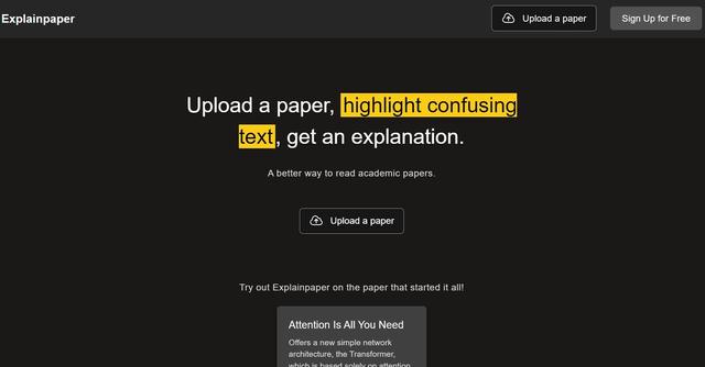 ExplainPaper - Get explanations of research papers by highlighting & uploading/saving them.