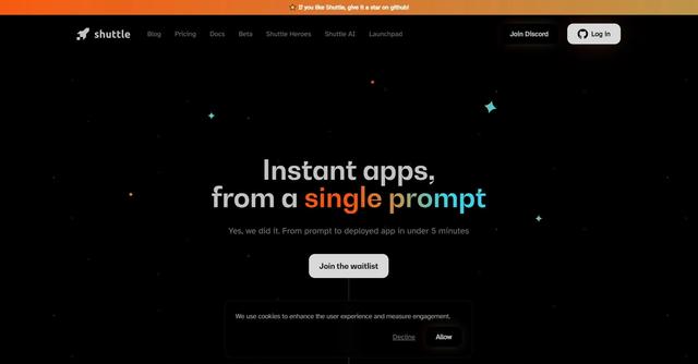 Shuttle - Instant apps, from a single prompt
