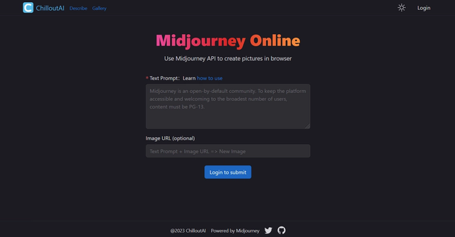 ChilloutAI - Use Midjourney API to create pictures in browser for free