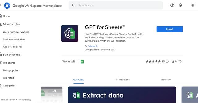 GPT for Sheets - Get help with inspiration, categorization, translation, correction, summarization.