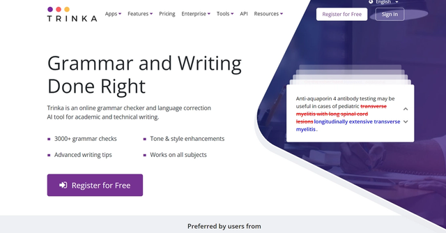 Trinka.ai - Online grammar checker and language correction AI tool