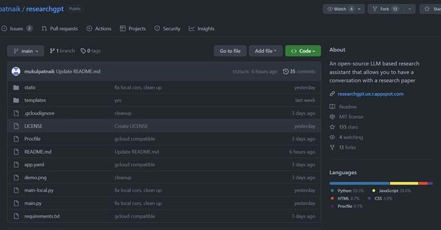 ResearchGPT - An open-source LLM based research assistant.