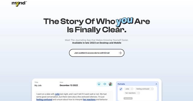 Mynd - Self-care app detects patterns & insights in journaling.