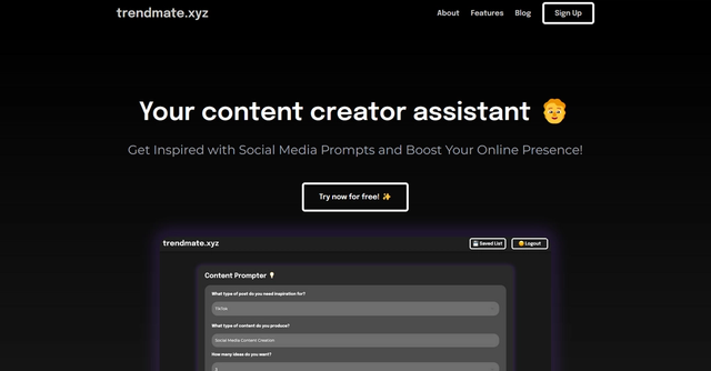 Trendmate.xyz - AI social media tool for content ideas.