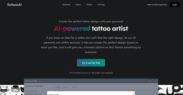 Tattoos AI - Create the perfect tattoo design with AI-powered personalization.