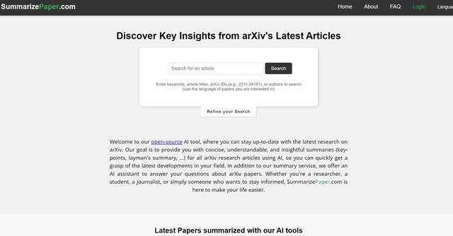 SummarizePaper - AI platform designed for researchers and students