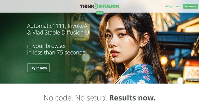 Thinkdiffusion - Thinkdiffusion is an accessible and user-friendly tool that provides access to powerful AI image generation capabilities directly from your browser, with no coding or setup required.