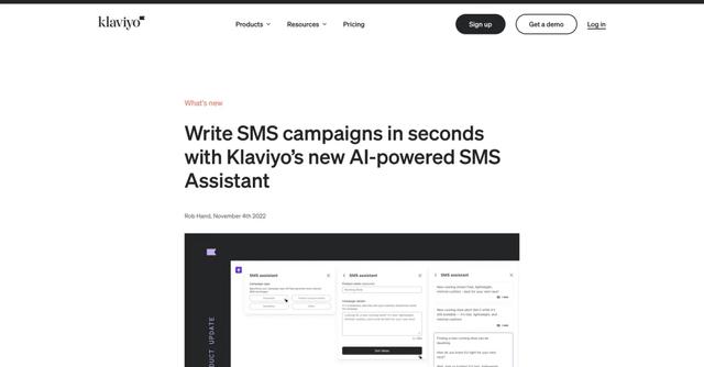 Klaviyo SMS Assistant - Create SMS campaigns quickly with Klaviyo's AI-powered SMS Assistant.