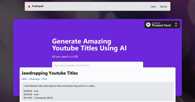 ToobSquid - Generate YouTube Titles and Descriptions. Automatically. Magically