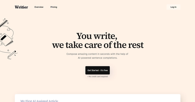 Writier - Writier is a writing assistant that helps content creators overcome writer's block and generate high-quality content in seconds.
