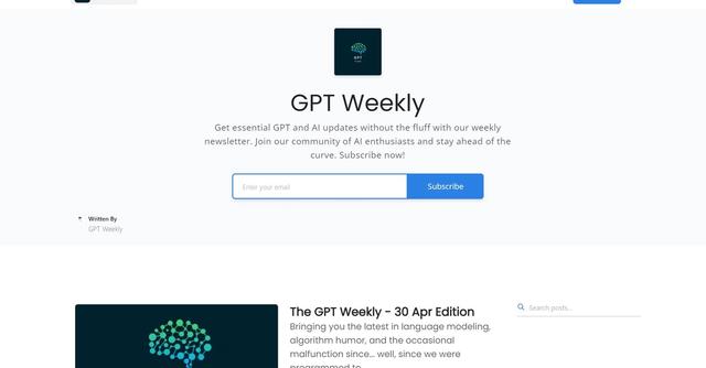 GPT Weekly - Weekly AI and GPT news digest delivered to your inbox