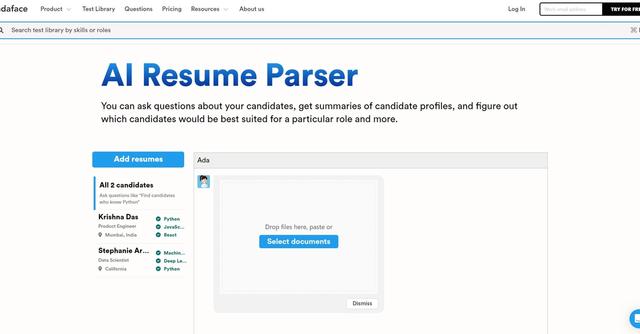 AI Resume Parser - Get summaries of candidate profiles, and figure out which candidates would be best suited for a particular role and more.